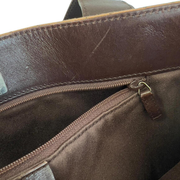 Gucci Tote Bag Mini GG Brown & Beige Denim Brown Leather Trimmed - Picture 10 of 14